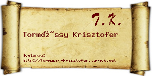 Tormássy Krisztofer névjegykártya