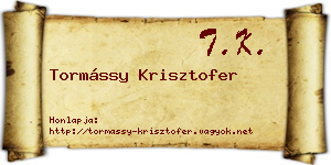 Tormássy Krisztofer névjegykártya